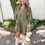 V Neck Tunic Dress - Olive