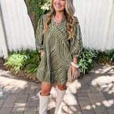 V Neck Tunic Dress - Olive