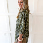 V Neck Tunic Dress - Olive