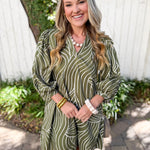 V Neck Tunic Dress - Olive