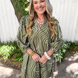 V Neck Tunic Dress - Olive