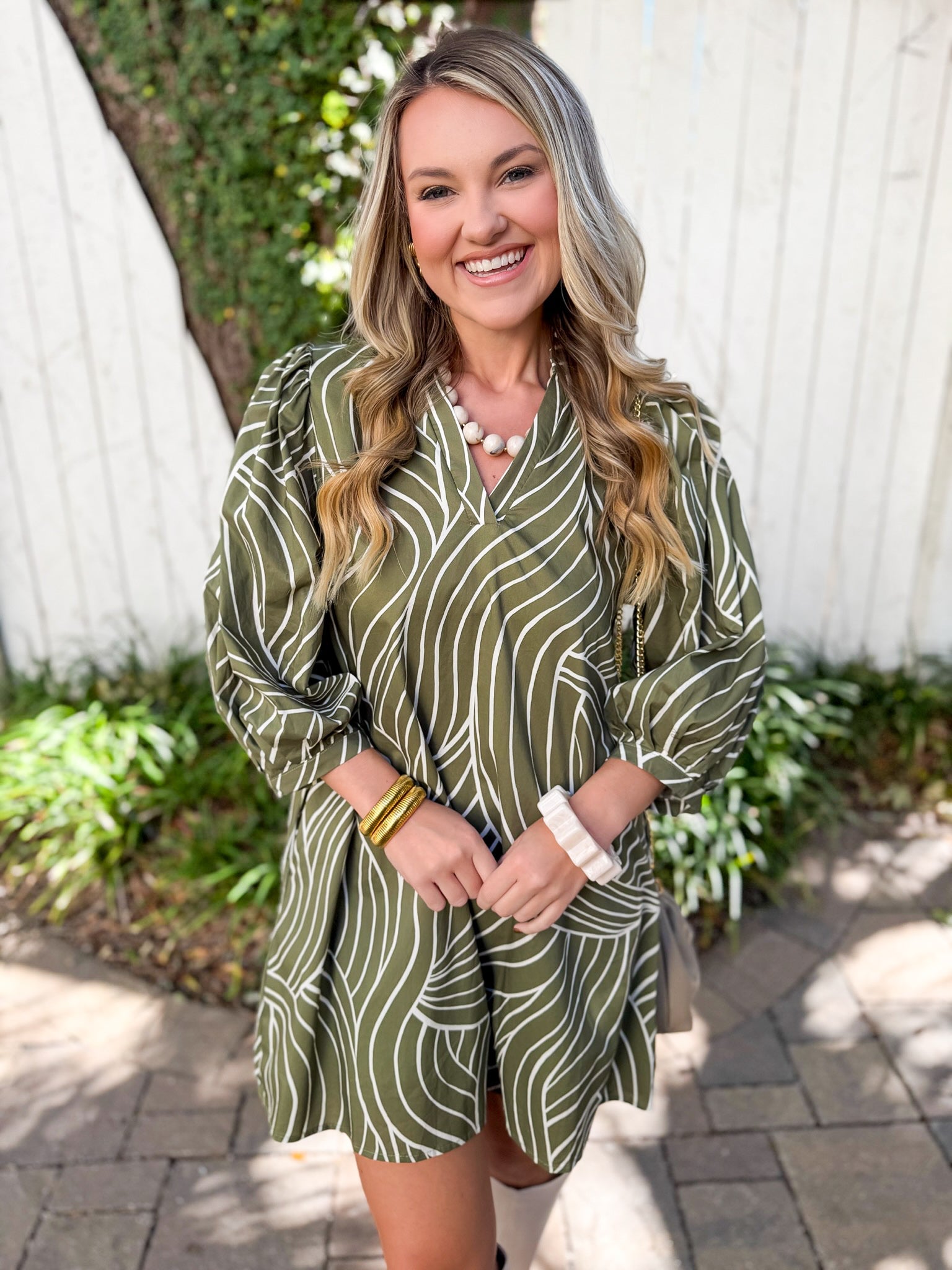 V Neck Tunic Dress - Olive