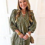V Neck Tunic Dress - Olive