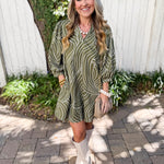 V Neck Tunic Dress - Olive