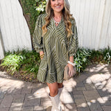 V Neck Tunic Dress - Olive