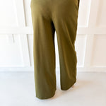 V Neck Wasit Tie Top & Pant Set -Olive