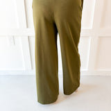 V Neck Wasit Tie Top & Pant Set -Olive