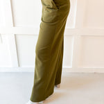 V Neck Wasit Tie Top & Pant Set -Olive