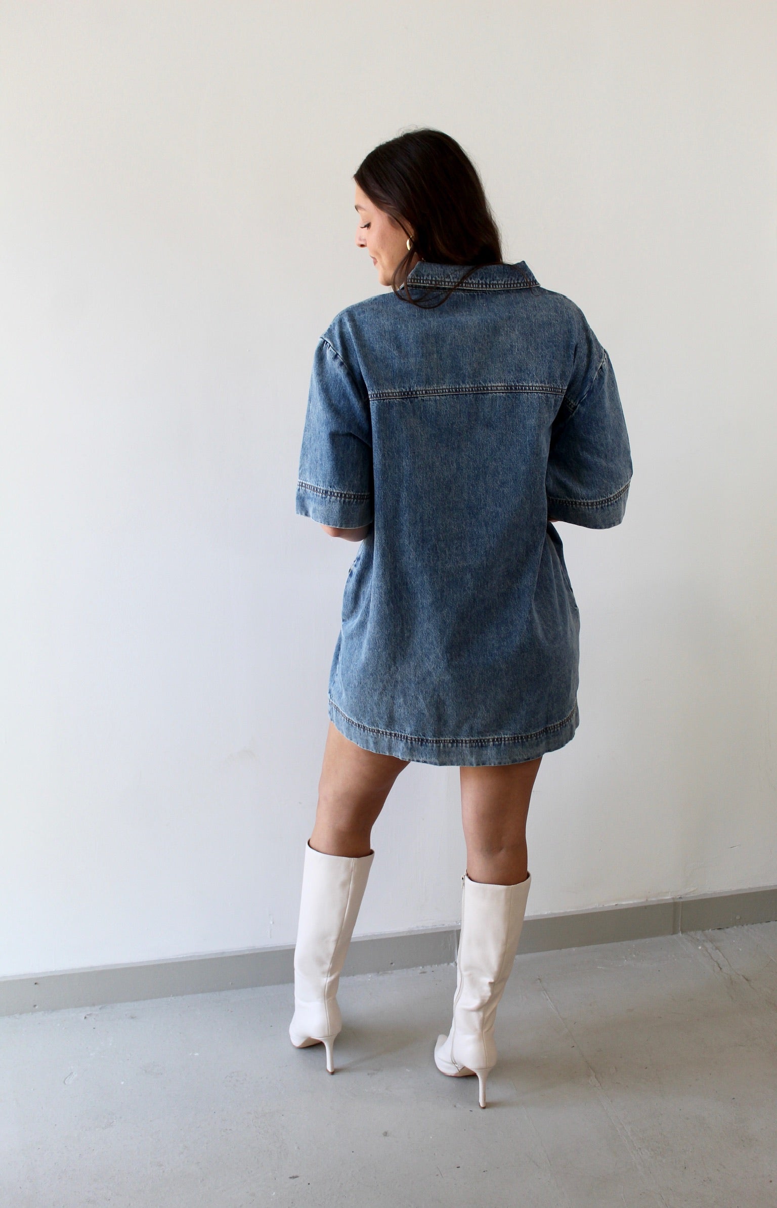 Vanessa V - neck Denim Tunic Dress