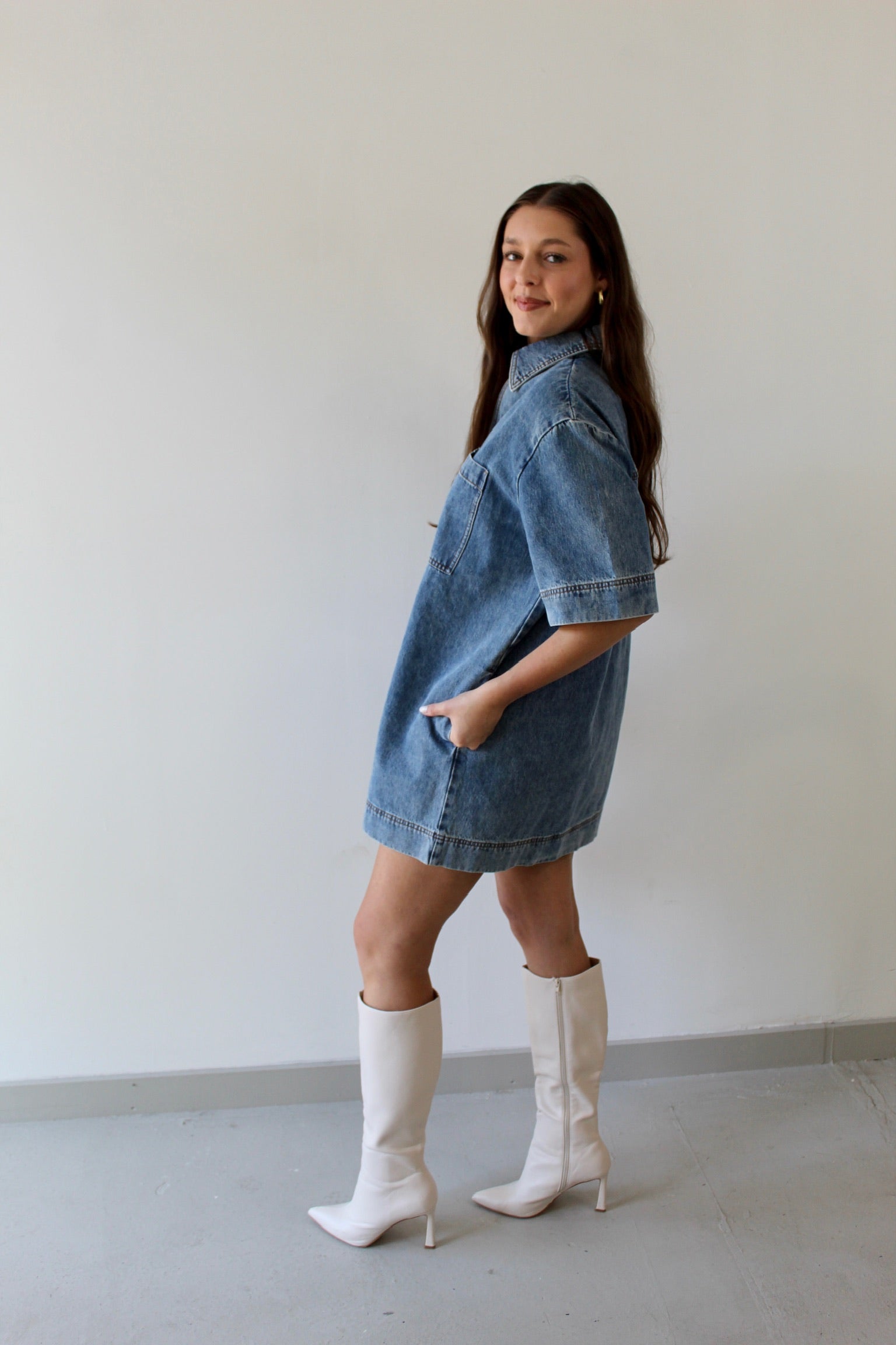 Vanessa V - neck Denim Tunic Dress