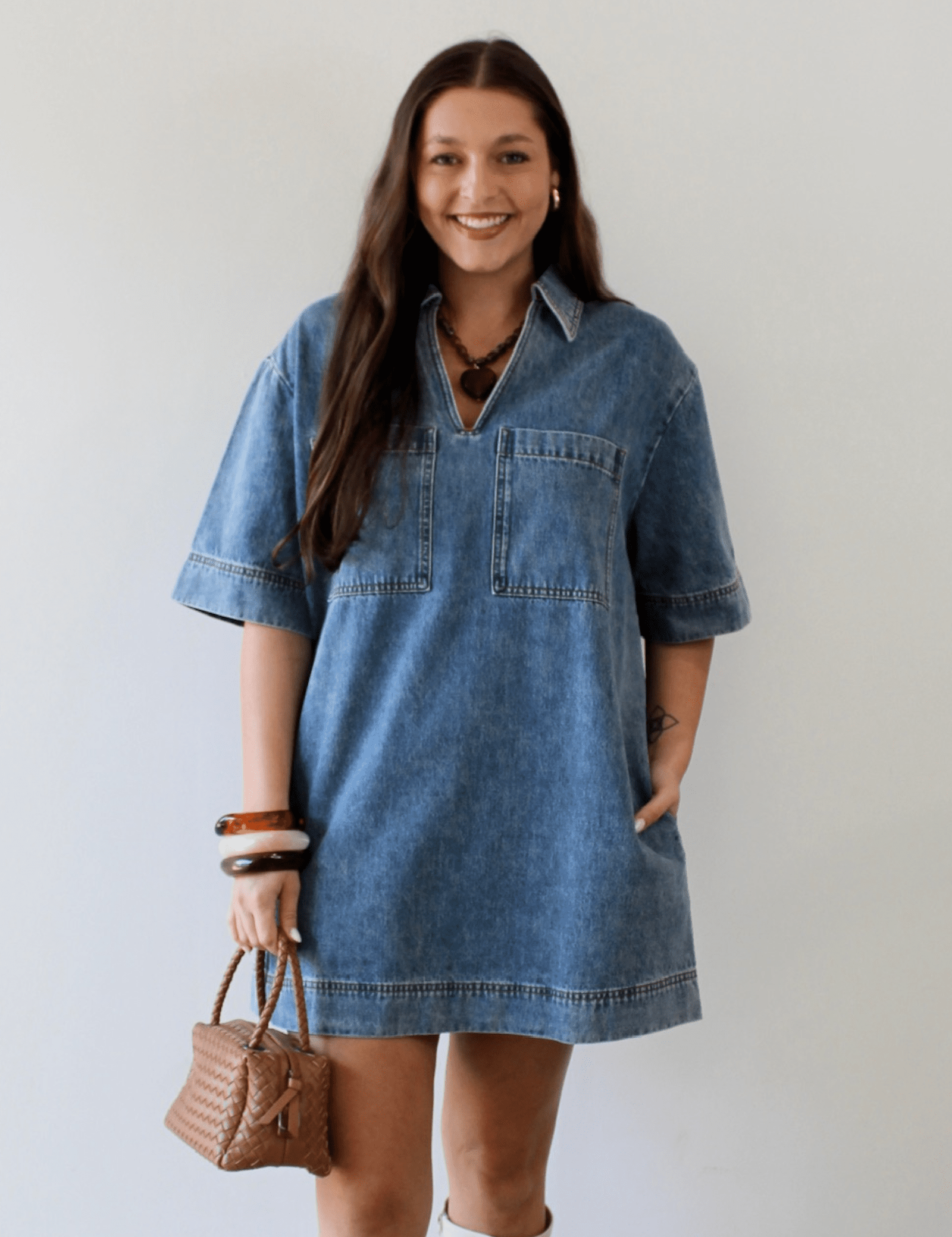 Vanessa V - neck Denim Tunic Dress