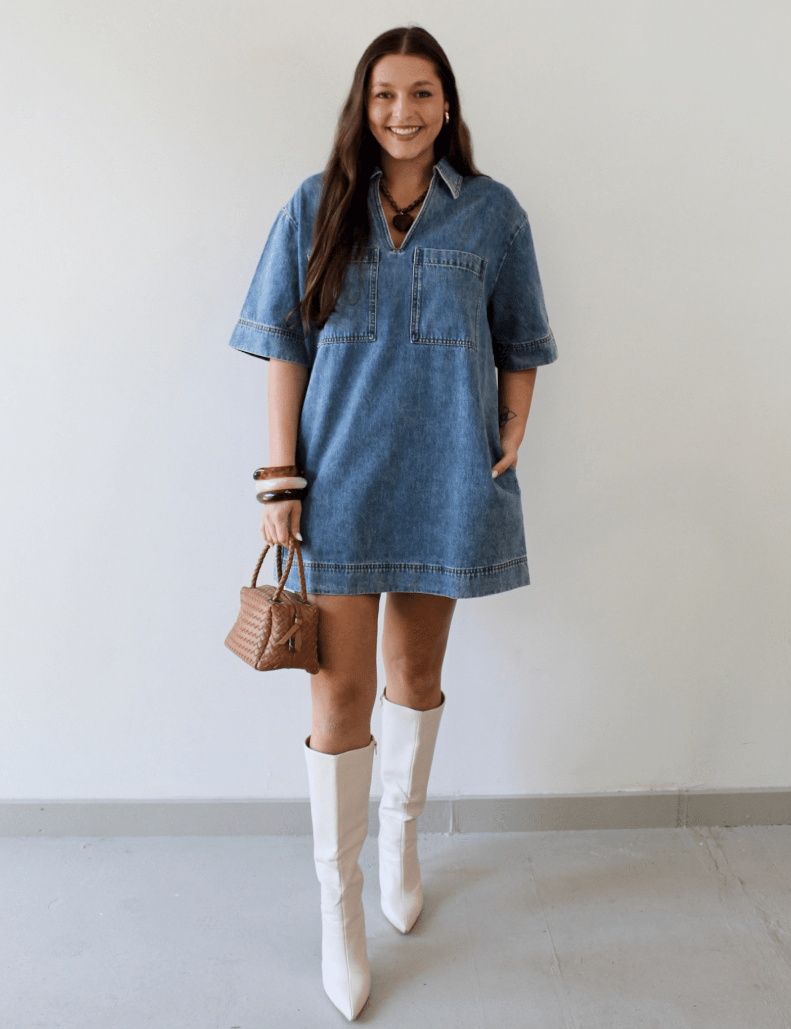 Vanessa V - neck Denim Tunic Dress