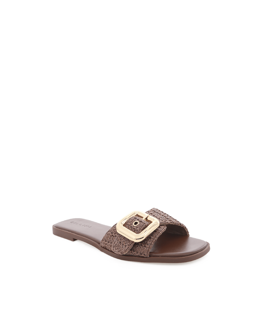 Vasili Chocolate Raffia Buckle Sandal