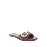 Vasili Chocolate Raffia Buckle Sandal