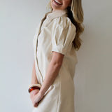 Vegan Leather Mini Dress - Ivory