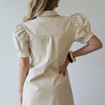 Vegan Leather Mini Dress - Ivory