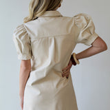 Vegan Leather Mini Dress - Ivory