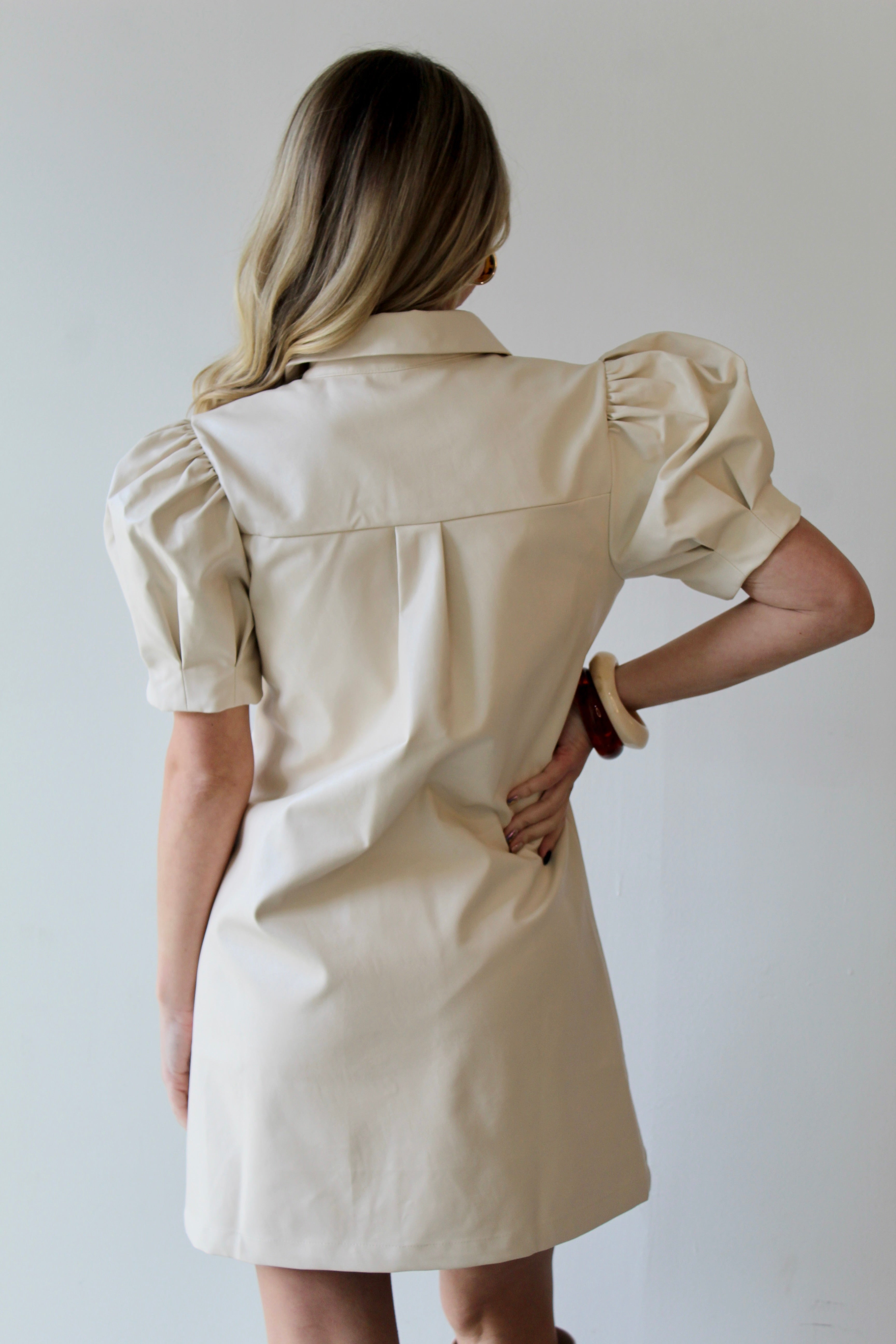 Vegan Leather Mini Dress - Ivory