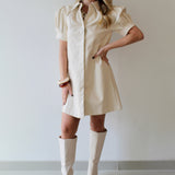 Vegan Leather Mini Dress - Ivory