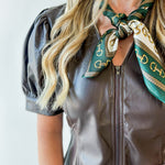 Vegan Pleather Puff Sleeve Dress