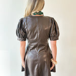 Vegan Pleather Puff Sleeve Dress