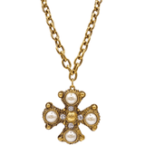 Versi Cross Pearl Necklace - 22K Gold