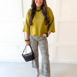 Vintage Straight Zebra Print Denim