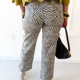 Vintage Straight Zebra Print Denim