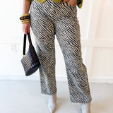 Vintage Straight Zebra Print Denim