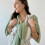 Waffle Open Front Sweater Cardigan - Pistachio