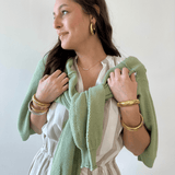 Waffle Open Front Sweater Cardigan - Pistachio