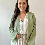 Waffle Open Front Sweater Cardigan - Pistachio