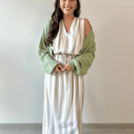 Waffle Open Front Sweater Cardigan - Pistachio