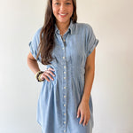 Waist Defining Pleated Dress - Light