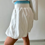 Waist Rib Bubble Skort - White