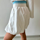 Waist Rib Bubble Skort - White