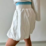 Waist Rib Bubble Skort - White