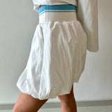Waist Rib Bubble Skort - White