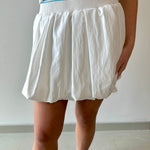 Waist Rib Bubble Skort - White