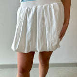 Waist Rib Bubble Skort - White