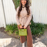 Waist Tie Knit Top - Taupe