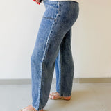 Washed Chambray Wide Leg Pants