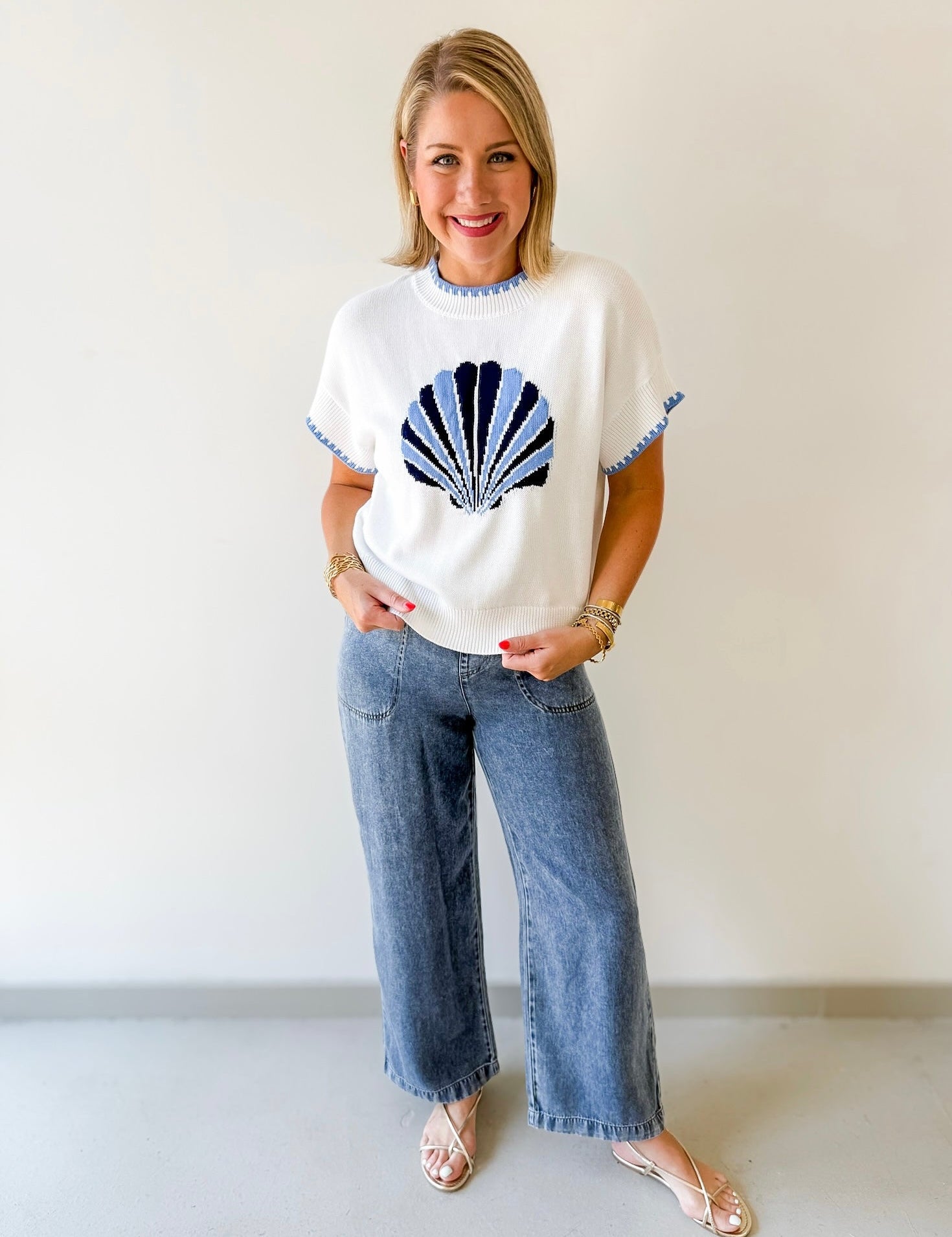 Washed Chambray Wide Leg Pants