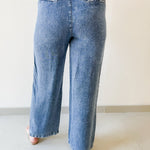 Washed Chambray Wide Leg Pants