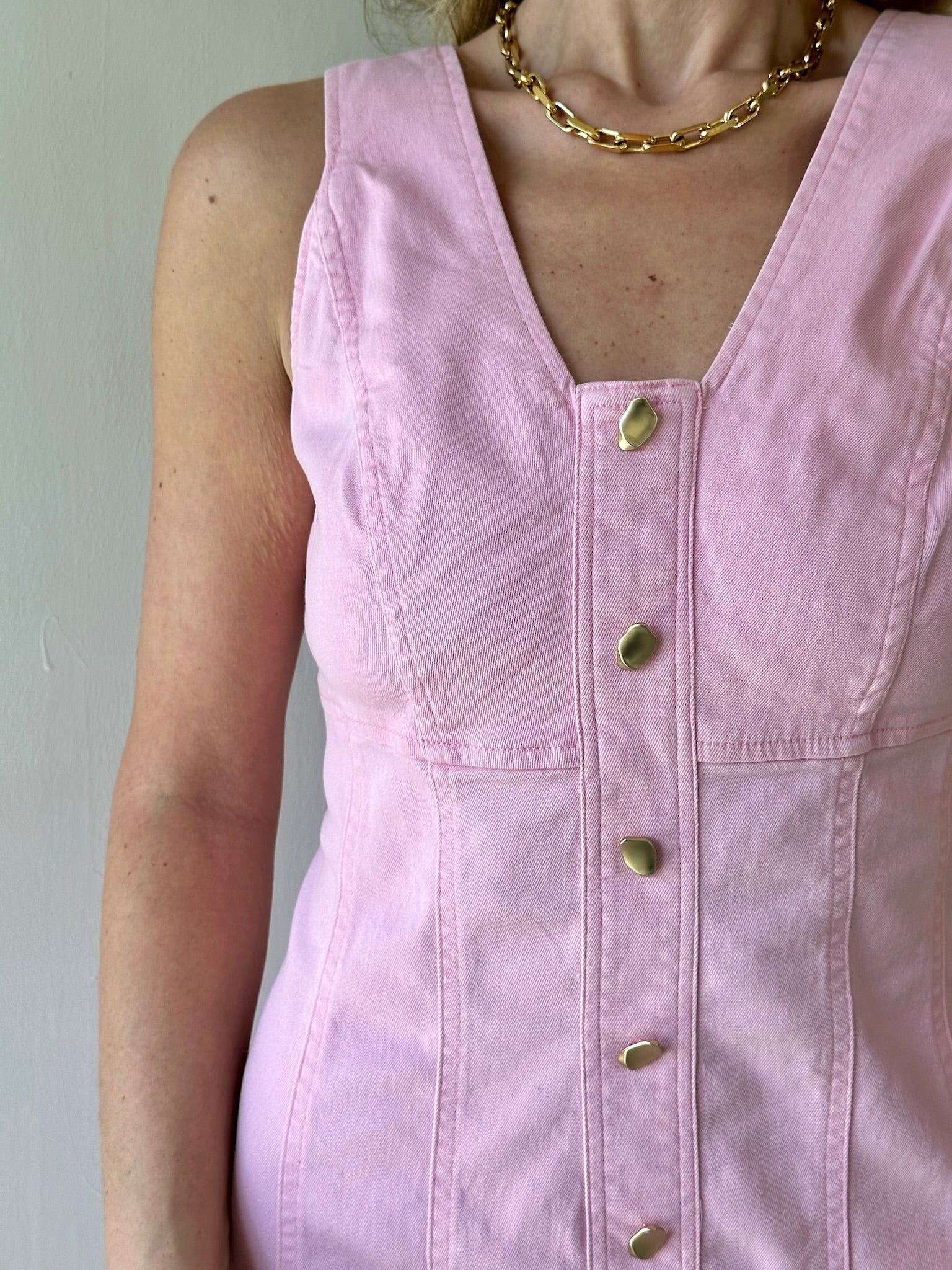 Washed Cotton Twill Mini Dress - Strawberry Milk