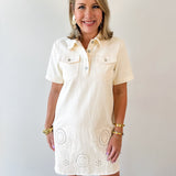 Washed Denim Embroidered Dress