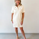 Washed Denim Embroidered Dress