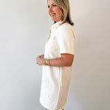 Washed Denim Embroidered Dress