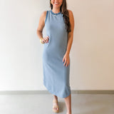 Washed Stripe Tank Knit Midi Dress