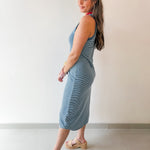 Washed Stripe Tank Knit Midi Dress